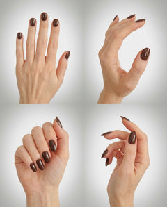 Sheesh Nails – Chocolate – dunkelbraune Nagelfolien mit elegantem Hochglanz-Finish im warmen Schokoladenton. Perfekte Passform und langanhaltender Halt für edle, gepflegte Maniküren und herbstliche Looks.