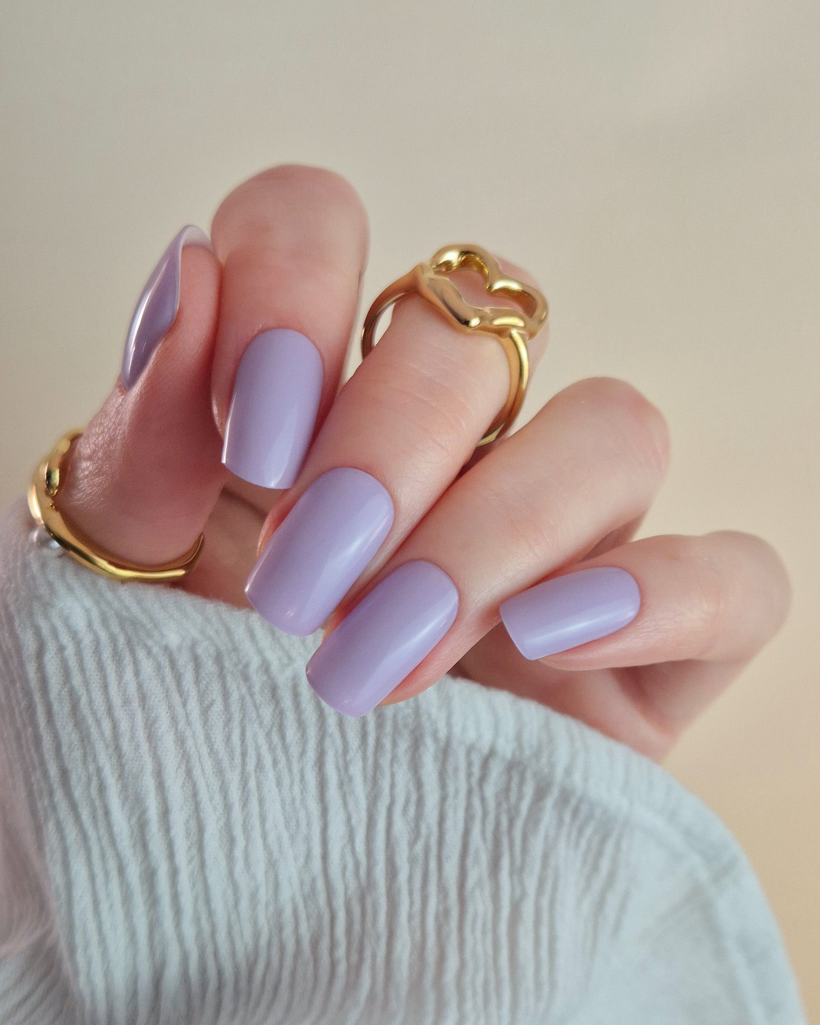 Helles Pastellflieder auf mittellangen eckigen Nägeln mit glänzendem Gel-Finish, SHEESH UV Nagelfolie Ice Cream Truck